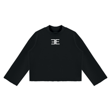 Load image into Gallery viewer, Unisex Expensive Exhibit Mock Neck Raw Edge Boxy Sweatshirt