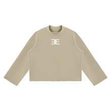 Load image into Gallery viewer, Unisex Expensive Exhibit Mock Neck Raw Edge Boxy Sweatshirt