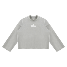 Load image into Gallery viewer, Unisex Expensive Exhibit Mock Neck Raw Edge Boxy Sweatshirt
