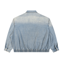 Load image into Gallery viewer, Expensive Exhibit Unisex Vintage Wash Full-Zip Denim Jacket
